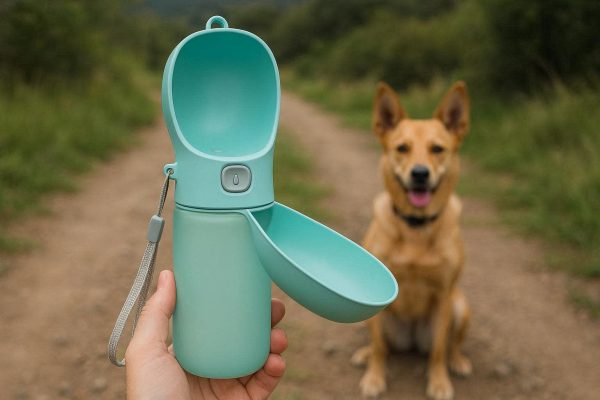 Leak Proof Portable Dog Water Bottle With Folding Drinking Bowl For Outdoor Hiking Walking Travel