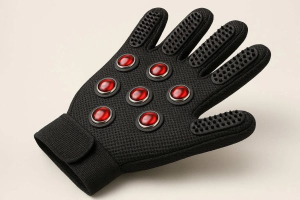 Professional Pet Massage Glove With Magnetic Therapy Nodes For Improved Circulation And Muscle Relief