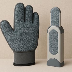 15 Textured Fabric Lint Brush Glove For Clothing And Car Seats With Reusable Self Cleaning Base
