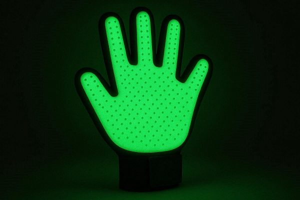 Glow In The Dark Pet Grooming Glove For Night Use And Easy Identification In Low Light Areas